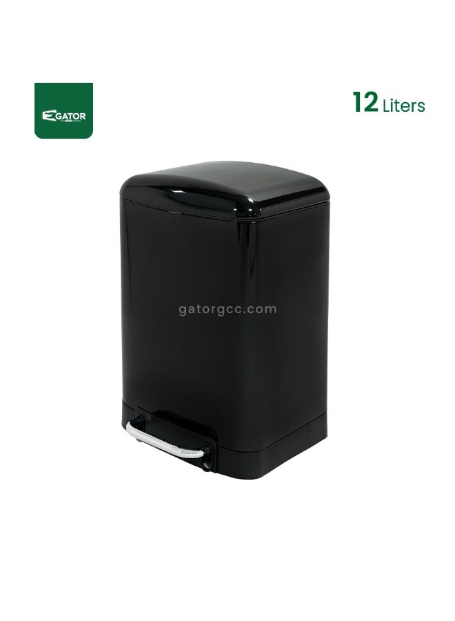 GATOR Pedal Garbage Bin – 12L Black Powder-Coated Steel - Image 1